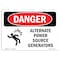 Signmission Safety Sign, OSHA Danger, 3.5" Height, Alternate Power Source Generators, Landscape OS-DS-D-35-L-2205 - alternate 1